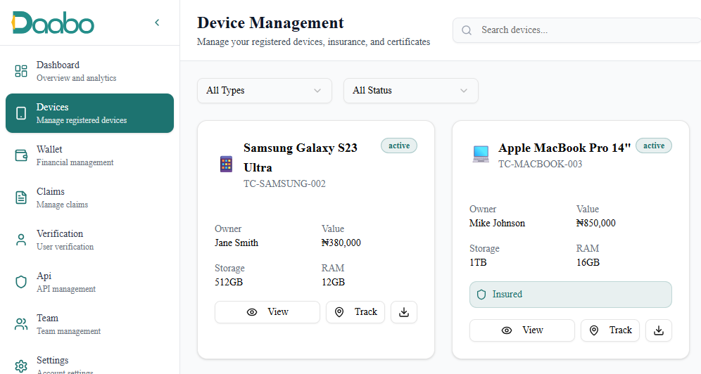 Device Management Dashboard
